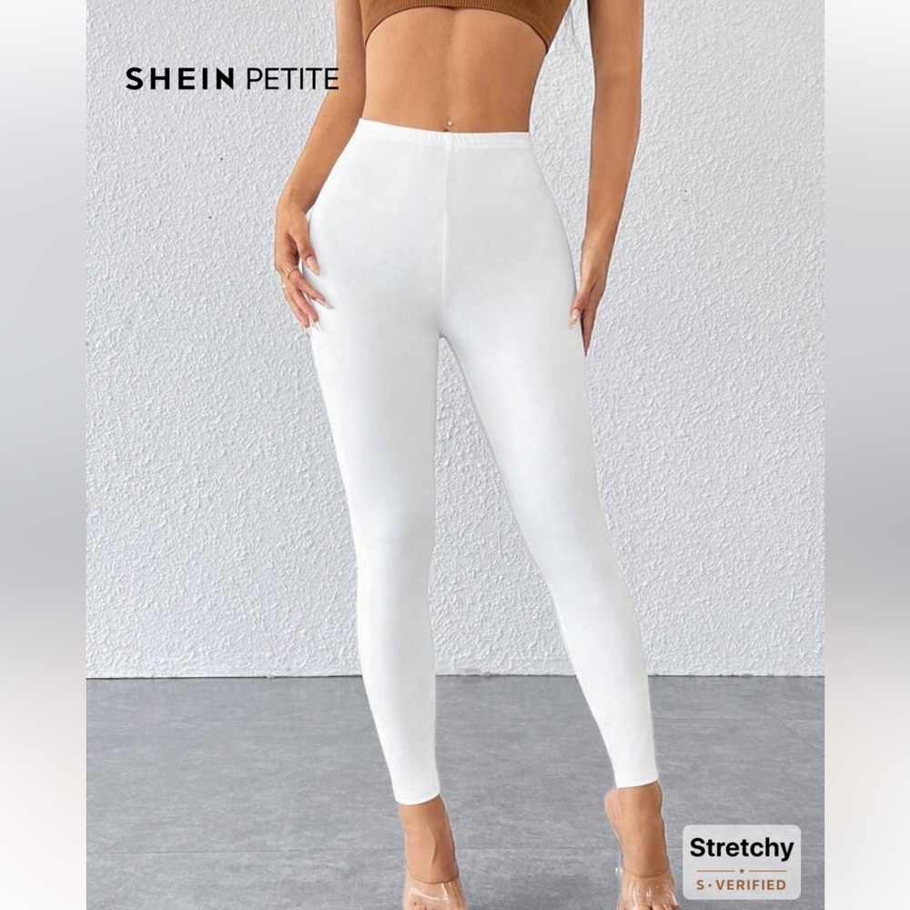 SHEIN Petite White High-Waisted Leggings